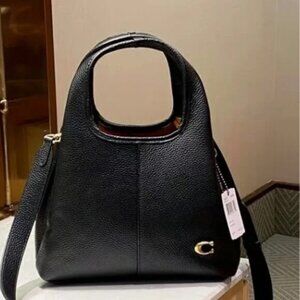 COACH CM545 LANA 23 Polished pebble Leather 2way Shoulder Bag Black New